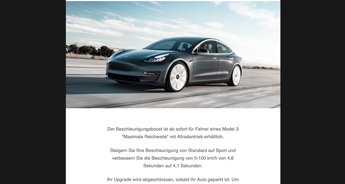 Tesla Performance Update: bessere Beschleunigung kaufen